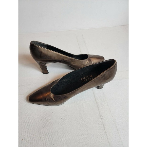 Vintage Stuart Weitzman‎ Heels Bronze Womens Retro Size 8 VTG 1990s - Picture 5 of 7